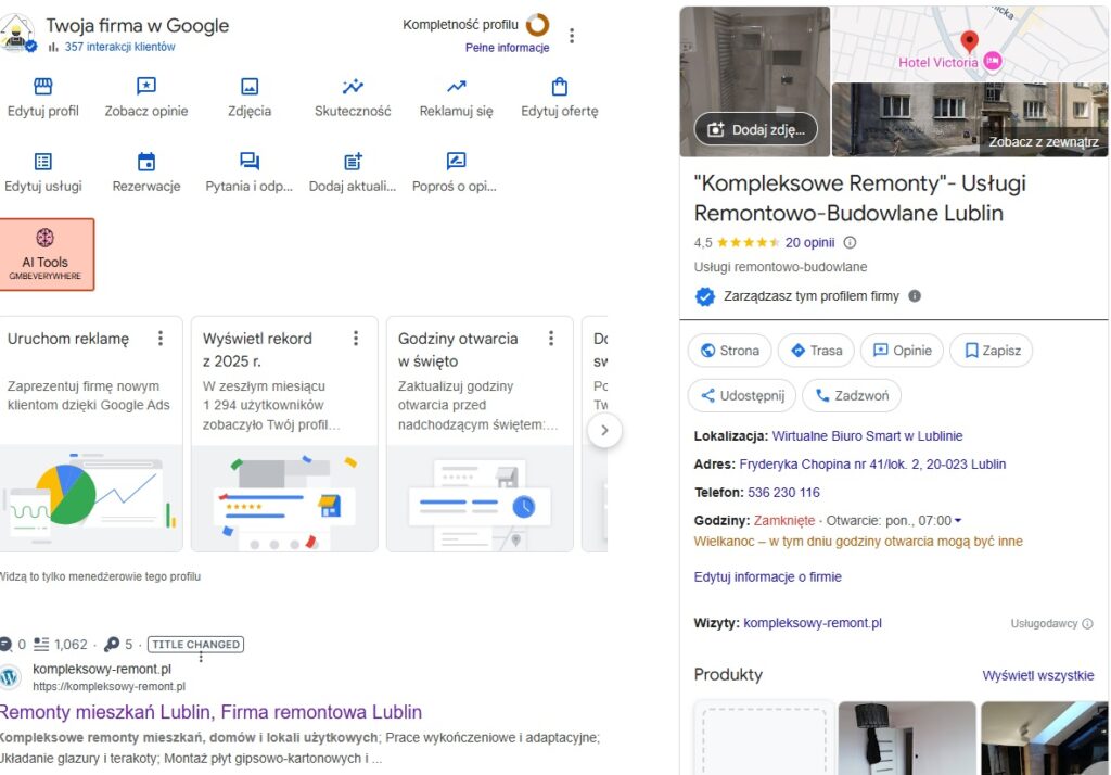 Pozycjonowanie Wizytówki Google optymalizacja wizytówki google